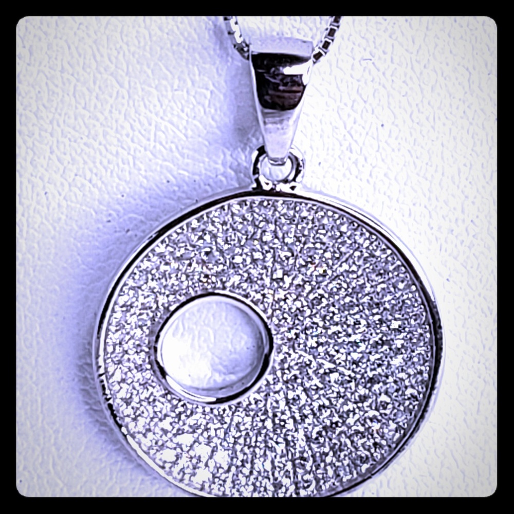 925 STERLING SILVER WHITE RHINESTONE NECKLACE SET